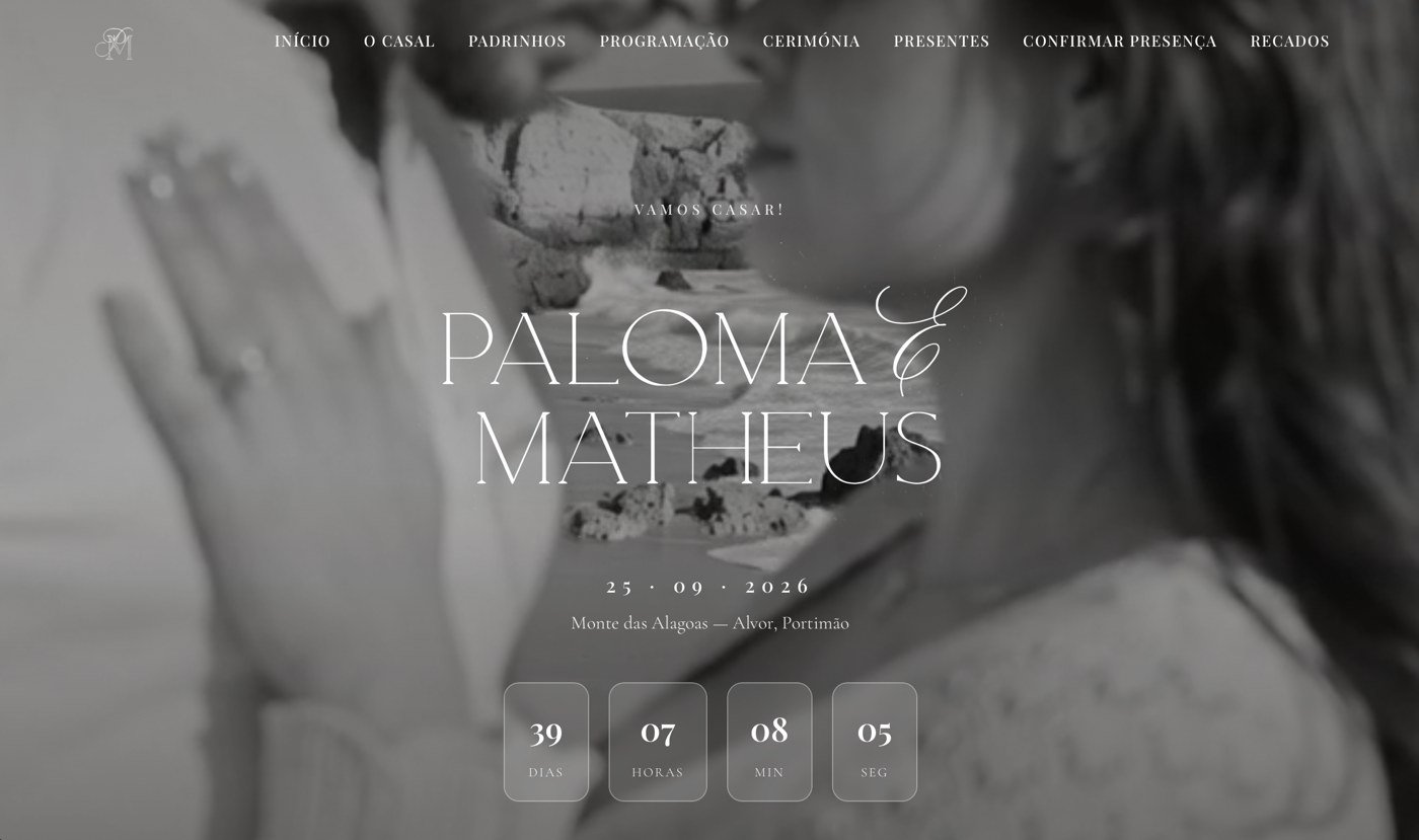 Site de casamento real de Paloma & Matheus